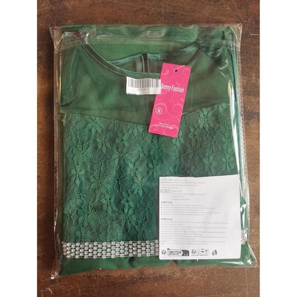 🆕Girls Green Rhinestone Chiffon Bridesmaid Dance Ball Maxi Gown Dress - Picture 6 of 6